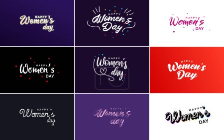 Ilustración de Happy Women's Day typography design with a pastel color scheme and a geometric shape vector illustration - Imagen libre de derechos