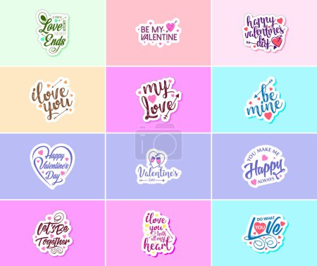 Téléchargez les illustrations : Valentine's Day: A Time for Love and Beautiful Graphic Design Stickers - en licence libre de droit