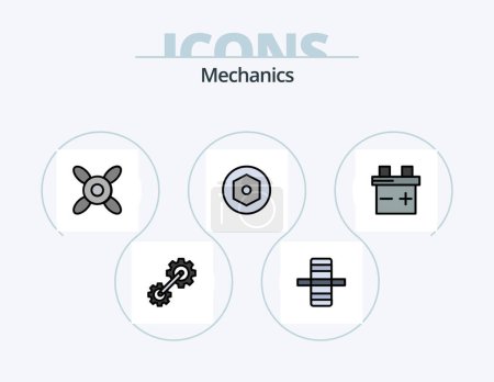 Illustration for Mechanics Line Filled Icon Pack 5 Icon Design. . . cogs. screw. internal - Royalty Free Image