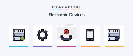 Ilustración de Devices Line Filled 5 Icon Pack Including handset. technology. disk. speaker. electronics. Creative Icons Design - Imagen libre de derechos
