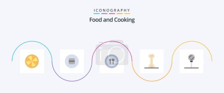 Téléchargez les illustrations : Food Flat 5 Icon Pack Including . gastronomy. fork. food. food - en licence libre de droit