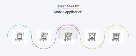 Illustration for Mobile Application Line 5 Icon Pack Including device. phone. app. iphone. app - Royalty Free Image