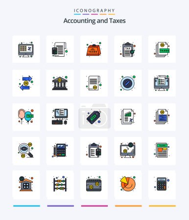 Illustration for Creative Taxes 25 Line FIlled icon pack  Such As money. excise. calculator. tax. heavy - Royalty Free Image