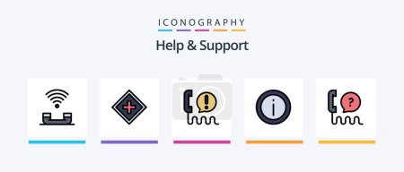 Téléchargez les illustrations : Help And Support Line Filled 5 Icon Pack Including customer. all day. service. service. help. Creative Icons Design - en licence libre de droit