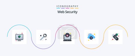 Illustration for Web Security Flat 5 Icon Pack Including usb. check. laptop. security. lock - Royalty Free Image