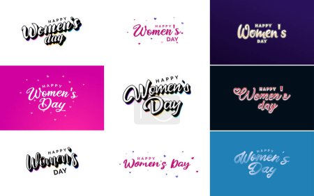 Illustration for Abstract Happy Women's Day logo with a love vector design in pink. red. and black colors - Royalty Free Image