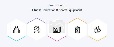 Illustration for Fitness Recreation And Sports Equipment 25 Line icon pack including progress. coach. intensity. clipboard. inventory - Royalty Free Image