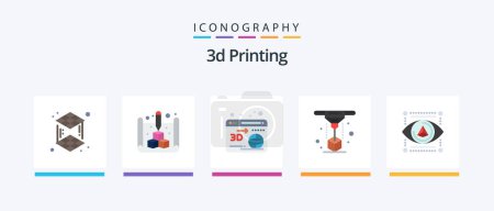 Téléchargez les illustrations : 3d Printing Flat 5 Icon Pack Including d. printing. 3d. printer. d. Creative Icons Design - en licence libre de droit