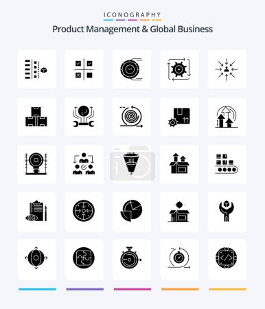 Illustration for Creative Product Managment And Global Business 25 Glyph Solid Black icon pack  Such As development. workflow. product. resource. diagram - Royalty Free Image