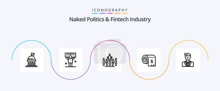 Téléchargez les illustrations : Naked Politics And Fintech Industry Line 5 Icon Pack Including leader. ceo. meeting. boss. expenses - en licence libre de droit
