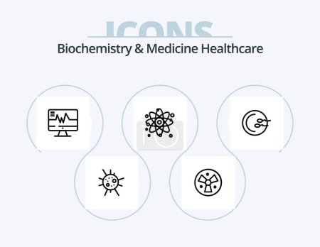 Téléchargez les illustrations : Biochemistry And Medicine Healthcare Line Icon Pack 5 Icon Design. transfusion. medical. aid. healthcare. medical - en licence libre de droit