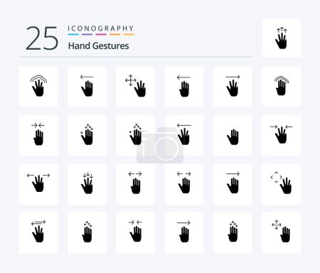 Illustration for Hand Gestures 25 Solid Glyph icon pack including hand. gesture. left. four. hold - Royalty Free Image