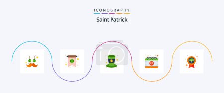 Illustration for Saint Patrick Flat 5 Icon Pack Including leaf. shamrock. hat. festival. date - Royalty Free Image
