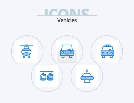 Illustration for Vehicles Blue Icon Pack 5 Icon Design. car. vehicles. transport. transportation. taxi - Royalty Free Image
