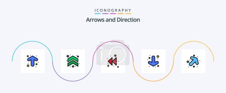 Illustration for Arrow Line Filled Flat 5 Icon Pack Including arrow. left. down. arrow. right - Royalty Free Image