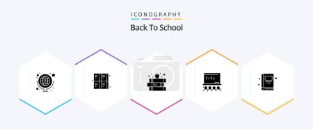 Téléchargez les photos : Back To School 25 Glyph icon pack including education. school. book. board. art - en image libre de droit