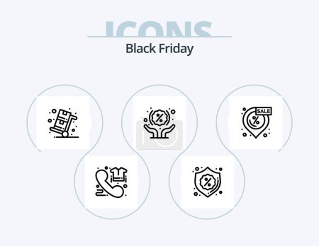Ilustración de Black Friday Line Icon Pack 5 Icon Design. price tag. shopping. code. discount. hand - Imagen libre de derechos