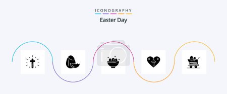 Téléchargez les illustrations : Easter Glyph 5 Icon Pack Including trolley. loves. celebration. easter. heart - en licence libre de droit