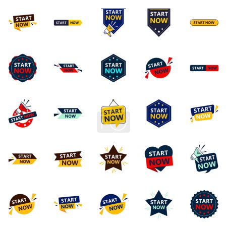 Ilustración de 25 Professional Typographic Designs for a polished start up message Start Now - Imagen libre de derechos