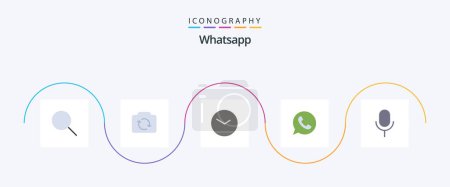 Ilustración de Whatsapp Flat 5 Icon Pack Including microphone. watts app. basic. telephone. app - Imagen libre de derechos