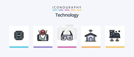 Ilustración de Technology Line Filled 5 Icon Pack Including hologram. 3d. service. watch. smart. Creative Icons Design - Imagen libre de derechos