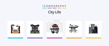 Illustration for City Life Line Filled 5 Icon Pack Including . park. life. city. traffic. Creative Icons Design - Royalty Free Image