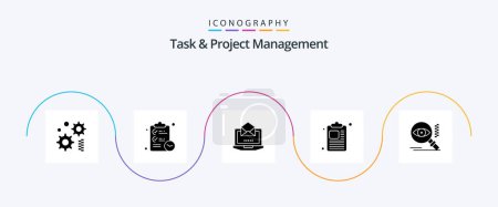 Téléchargez les illustrations : Task And Project Management Glyph 5 Icon Pack Including paper. business . time. mail - en licence libre de droit