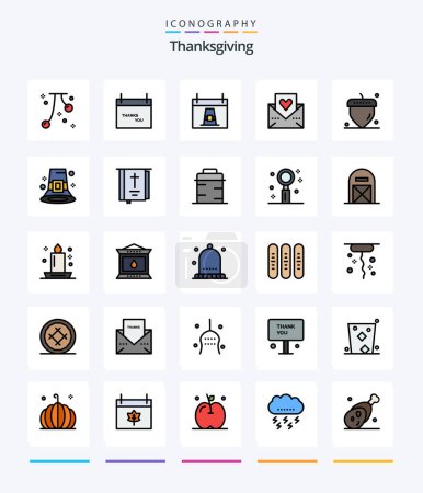 Ilustración de Creative Thanks Giving 25 Line FIlled icon pack  Such As mail. love. thanksgiving. heart. holiday - Imagen libre de derechos