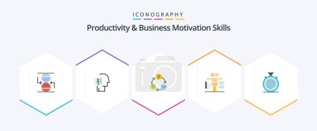 Illustration for Productivity And Business Motivation Skills 25 Flat icon pack including work. life. tasks. balance. organization - Royalty Free Image