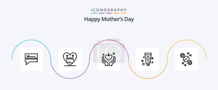 Ilustración de Happy Mothers Day Line 5 Icon Pack Including toothpaste. cream . mother. mom - Imagen libre de derechos