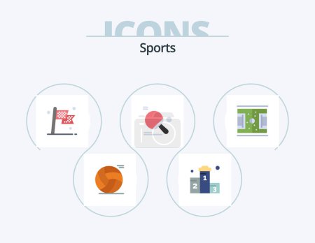 Téléchargez les illustrations : Sports Flat Icon Pack 5 Icon Design. ping pong. sport. race. racket. race - en licence libre de droit