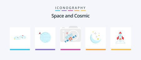 Illustration for Space Flat 5 Icon Pack Including star. moon. squarico. signal. radar. Creative Icons Design - Royalty Free Image