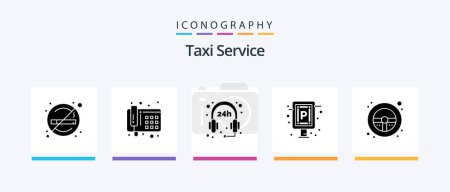 Illustration for Taxi Service Glyph 5 Icon Pack Including wheel. steering. support. helm. sign. Creative Icons Design - Royalty Free Image