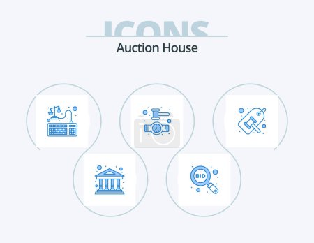 Ilustración de Auction Blue Icon Pack 5 Icon Design. label. court. balance. wrist. clock - Imagen libre de derechos