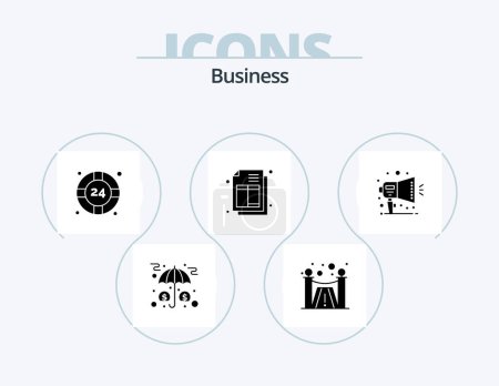 Téléchargez les illustrations : Business Glyph Icon Pack 5 Icon Design. promotion. announcement. help. invoice. bill - en licence libre de droit