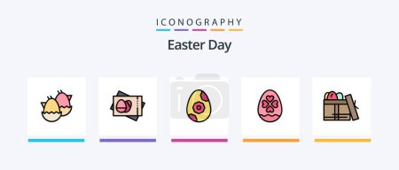 Illustration for Easter Line Filled 5 Icon Pack Including easter. tag. egg. flower. egg. Creative Icons Design - Royalty Free Image
