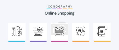 Illustration for Online Shopping Line 5 Icon Pack Including shopping. payment. laptop. money. cash. Creative Icons Design - Royalty Free Image