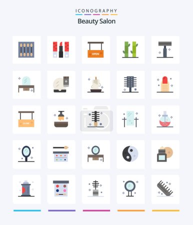Illustration for Creative Beauty Salon 25 Flat icon pack  Such As spa. bamboo. lipstick. salon. open - Royalty Free Image