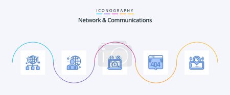 Téléchargez les illustrations : Network And Communications Blue 5 Icon Pack Including web. computer. male. website. performance - en licence libre de droit