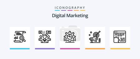 Illustration for Digital Marketing Line 5 Icon Pack Including money. eye. megaphone. web. website. Creative Icons Design - Royalty Free Image