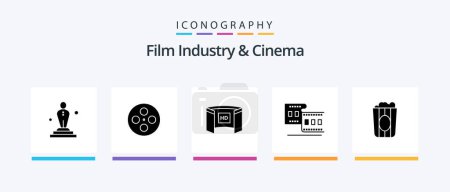 Illustration for Cenima Glyph 5 Icon Pack Including cinema. film. cinematography. cinema. hd. Creative Icons Design - Royalty Free Image