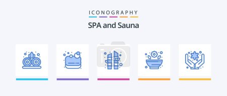 Illustration for Sauna Blue 5 Icon Pack Including . sauna. flower. hand. Creative Icons Design - Royalty Free Image