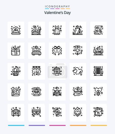 Illustration for Creative Valentines Day 25 OutLine icon pack  Such As card. love. cloth. holidays. love - Royalty Free Image