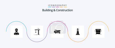Ilustración de Building And Construction Glyph 5 Icon Pack Including beach. house. constructing. lighthouse. transport - Imagen libre de derechos
