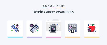 Ilustración de World Cancer Awareness Line Filled 5 Icon Pack Including radiation. machine. gender. cancer sign. health. Creative Icons Design - Imagen libre de derechos