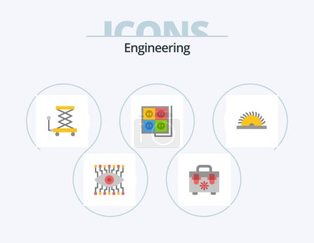 Illustration for Engineering Flat Icon Pack 5 Icon Design. tool. construction. lift. tool. plug - Royalty Free Image