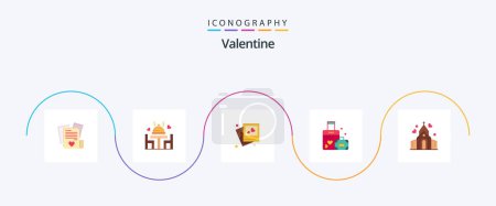 Ilustración de Valentine Flat 5 Icon Pack Including love. love. dinner. day. valentine - Imagen libre de derechos
