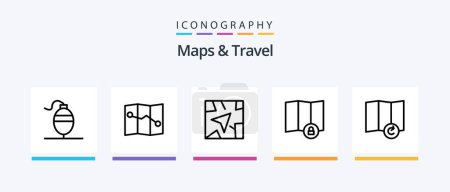 Ilustración de Maps and Travel Line 5 Icon Pack Including . map. traffic. Creative Icons Design - Imagen libre de derechos