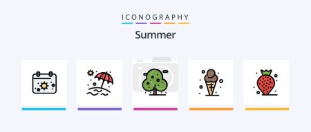 Ilustración de Summer Line Filled 5 Icon Pack Including tree. palm. date. beach. office. Creative Icons Design - Imagen libre de derechos