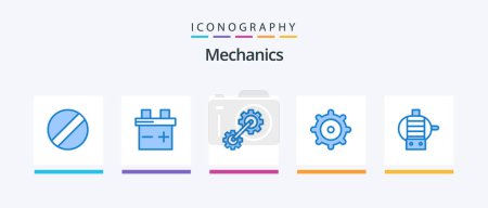 Illustration for Mechanics Blue 5 Icon Pack Including . gear. . Creative Icons Design - Royalty Free Image